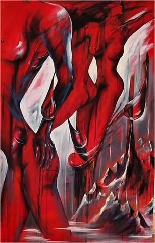 Gemälde "Red Gigants", Öl, 196x127 cm