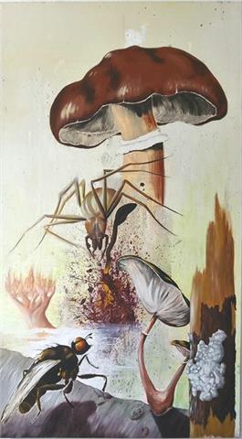 Gemälde "Waldgeist", Acryl-Öl, 209x116 cm