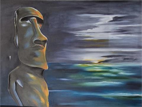 Gemälde "Moai", Acryl-Öl, 120x160 cm