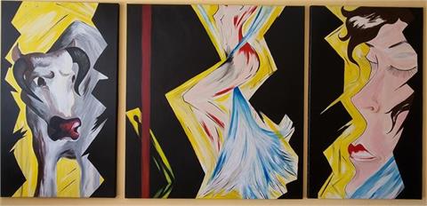 Gemälde "This Girls", Acryl, 3-teilig, 2x 114x67+1x 114x100